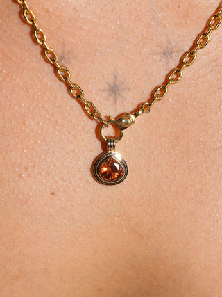 Heat Wave Peach Tourmaline Triple Pear Cut Charm in Yellow 14k Gold