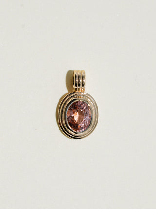 Safari Peach Tourmaline Triple Oval Cut Charm in Yellow 14k Gold