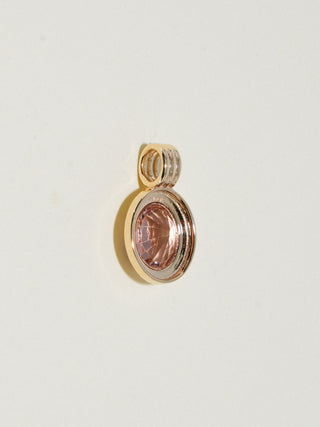 Safari Peach Tourmaline Triple Oval Cut Charm in Yellow 14k Gold