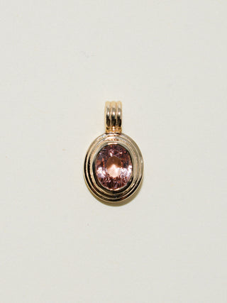 Safari Peach Tourmaline Triple Oval Cut Charm in Yellow 14k Gold