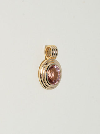 Safari Peach Tourmaline Triple Oval Cut Charm in Yellow 14k Gold