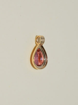 Shared Secret Pink Tourmaline Triple Teardrop Cut Charm in Yellow 14k Gold