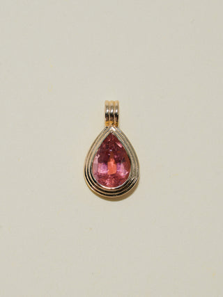 Shared Secret Pink Tourmaline Triple Teardrop Cut Charm in Yellow 14k Gold