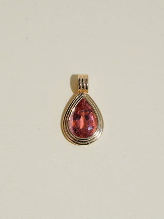 Shared Secret Pink Tourmaline Triple Teardrop Cut Charm in Yellow 14k Gold