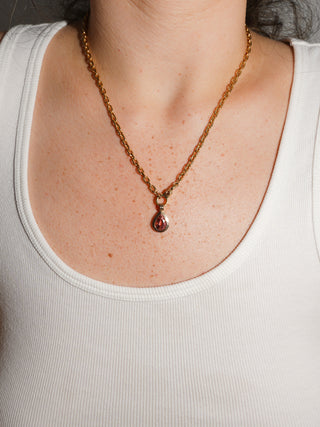 Shared Secret Pink Tourmaline Triple Teardrop Cut Charm in Yellow 14k Gold