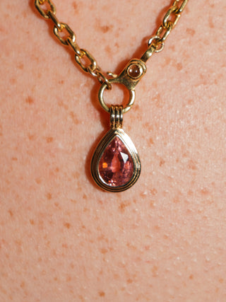 Shared Secret Pink Tourmaline Triple Teardrop Cut Charm in Yellow 14k Gold
