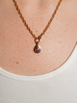 Shared Secret Pink Tourmaline Triple Teardrop Cut Charm in Yellow 14k Gold