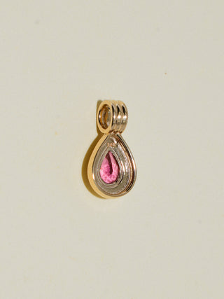 Cecile Pink Tourmaline Triple Teardrop Cut Charm in Yellow 14k Gold