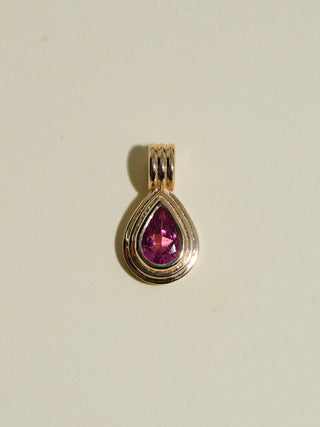 Cecile Pink Tourmaline Triple Teardrop Cut Charm in Yellow 14k Gold