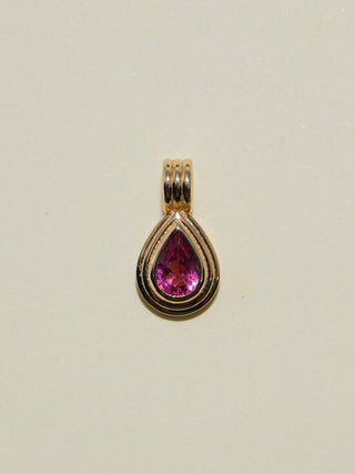 Cecile Pink Tourmaline Triple Teardrop Cut Charm in Yellow 14k Gold