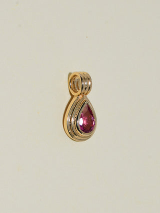 Cecile Pink Tourmaline Triple Teardrop Cut Charm in Yellow 14k Gold
