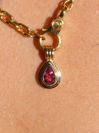 Cecile Pink Tourmaline Triple Teardrop Cut Charm in Yellow 14k Gold