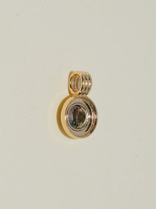 Night Seal Grey Tourmaline Triple Round Cut Charm in Yellow 14k Gold
