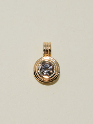 Night Seal Grey Tourmaline Triple Round Cut Charm in Yellow 14k Gold