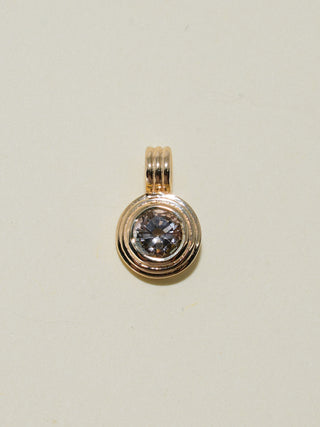 Night Seal Grey Tourmaline Triple Round Cut Charm in Yellow 14k Gold