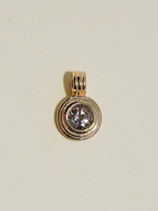 Night Seal Grey Tourmaline Triple Round Cut Charm in Yellow 14k Gold