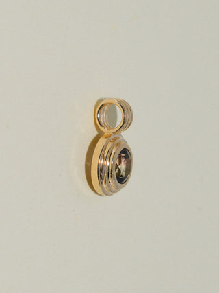 Night Seal Grey Tourmaline Triple Round Cut Charm in Yellow 14k Gold