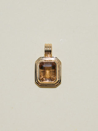 Dinner Date Brown Tourmaline Triple Emerald Cut Charm in Yellow 14k Gold
