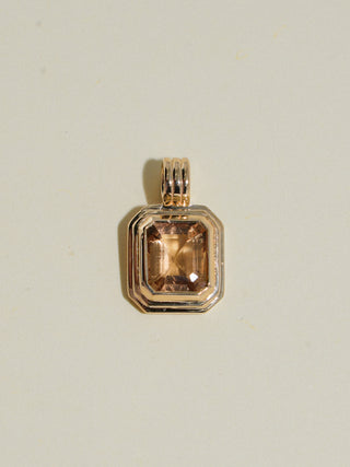 Dinner Date Brown Tourmaline Triple Emerald Cut Charm in Yellow 14k Gold