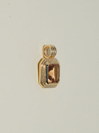Dinner Date Brown Tourmaline Triple Emerald Cut Charm in Yellow 14k Gold