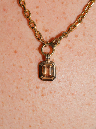 Dinner Date Brown Tourmaline Triple Emerald Cut Charm in Yellow 14k Gold