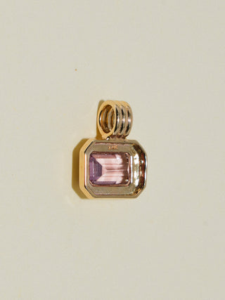 Margaux Pink Tourmaline Triple East to West Emerald Cut Charm in Yellow 14k Gold