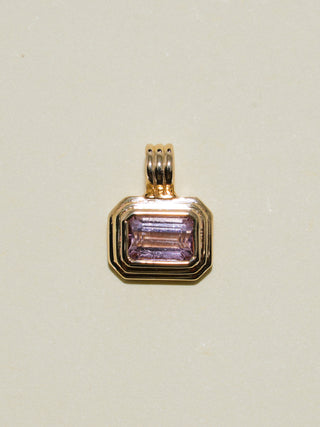 Margaux Pink Tourmaline Triple East to West Emerald Cut Charm in Yellow 14k Gold