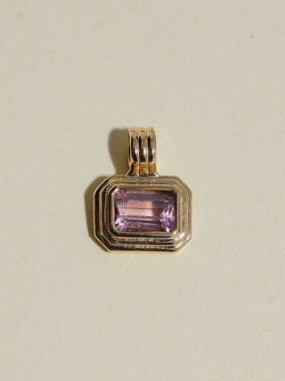 Margaux Pink Tourmaline Triple East to West Emerald Cut Charm in Yellow 14k Gold