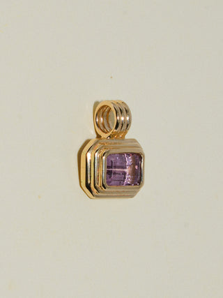 Margaux Pink Tourmaline Triple East to West Emerald Cut Charm in Yellow 14k Gold