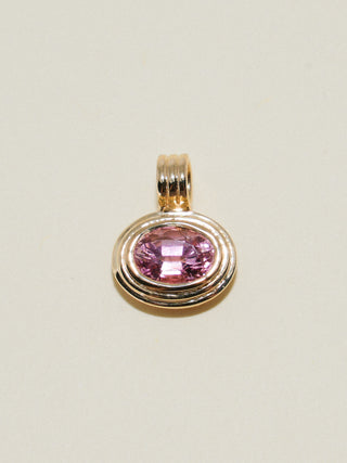 Princess Pink Tourmaline Triple East to West Oval Cut Charm in Yellow 14k Gold