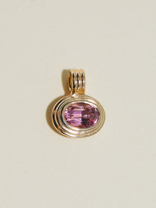 Princess Pink Tourmaline Triple East to West Oval Cut Charm in Yellow 14k Gold