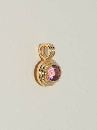 Princess Pink Tourmaline Triple East to West Oval Cut Charm in Yellow 14k Gold