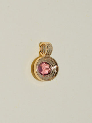 Puppy Paw Pink Tourmaline Triple East to West Oval Cut Charm in Yellow 14k Gold