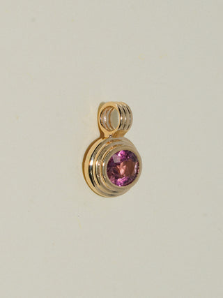 Puppy Paw Pink Tourmaline Triple East to West Oval Cut Charm in Yellow 14k Gold
