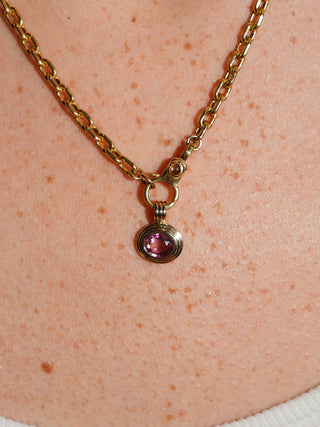 Puppy Paw Pink Tourmaline Triple East to West Oval Cut Charm in Yellow 14k Gold