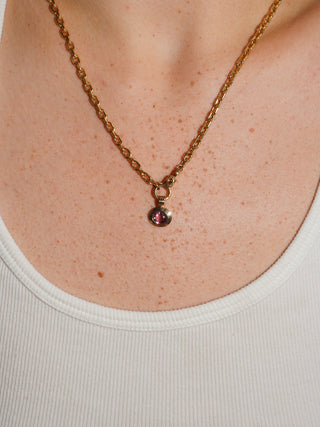 Puppy Paw Pink Tourmaline Triple East to West Oval Cut Charm in Yellow 14k Gold