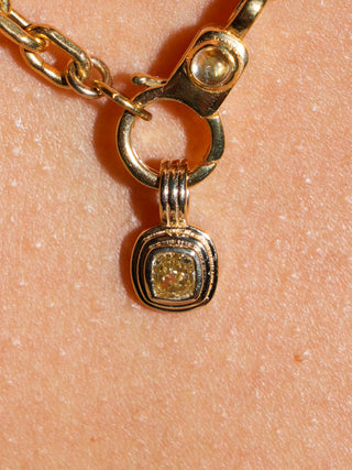 Earned It Yellow Diamond Triple Cushion Cut Charm in Yellow 14k Gold