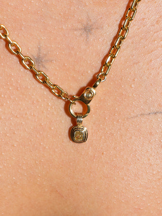 Earned It Yellow Diamond Triple Cushion Cut Charm in Yellow 14k Gold