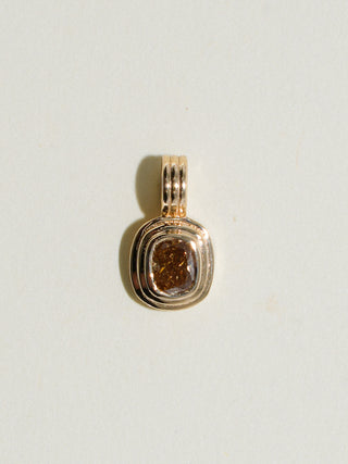 Earth Bound Brown Diamond Triple Cushion Cut Charm in Yellow 14k Gold