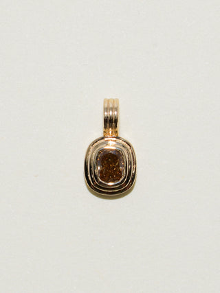 Earth Bound Brown Diamond Triple Cushion Cut Charm in Yellow 14k Gold