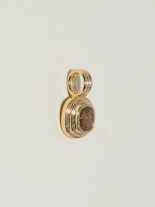Earth Bound Brown Diamond Triple Cushion Cut Charm in Yellow 14k Gold