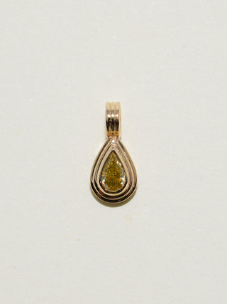 Morning Mist Yellow Diamond Triple Teardrop Cut Charm in Yellow 14k Gold