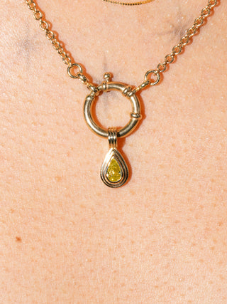 Morning Mist Yellow Diamond Triple Teardrop Cut Charm in Yellow 14k Gold