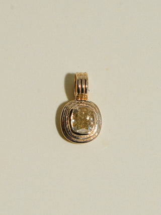 Firefly Yellow Diamond Triple Cushion Cut Charm in Yellow 14k Gold