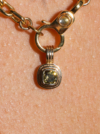 Firefly Yellow Diamond Triple Cushion Cut Charm in Yellow 14k Gold