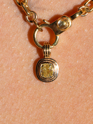 Nightlight Yellow Diamond Triple Cushion Cut Charm in Yellow 14k Gold