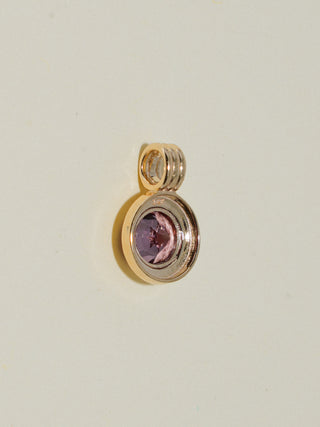 Sun is Set Zircon Triple Round Cut Charm in Yellow 14k Gold