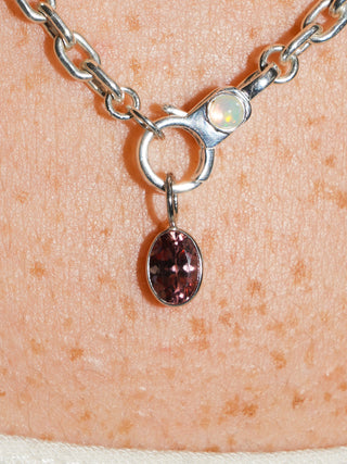 Coals Zircon Oval Cut Charm in White 14k Gold