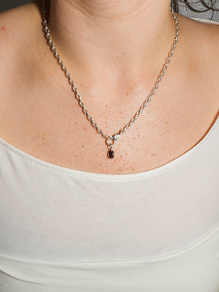 Coals Zircon Oval Cut Charm in White 14k Gold