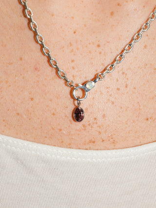 Coals Zircon Oval Cut Charm in White 14k Gold
